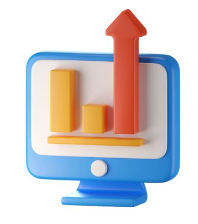 An image displaying a computer screen with a chart representing business growth, symbolising success, progress, and expansion in a digital context.